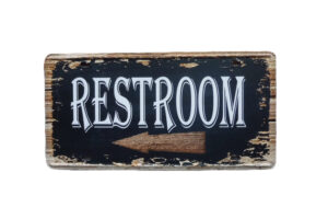Metalen bord Restroom