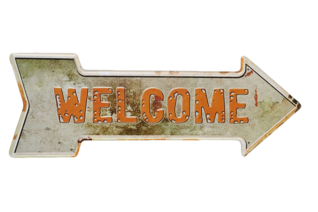 Metalen bord Welcome - R