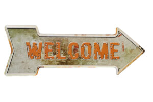 Metalen bord Welcome - R