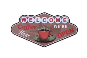 Metalen bord Welcome coffee