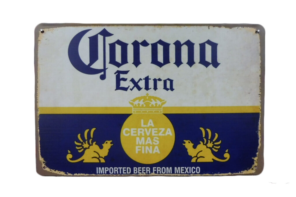 Metalen bord Corona extra blauw