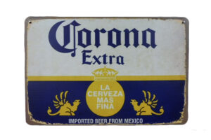 Metalen bord Corona extra blauw