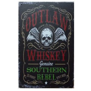 Metalen bord Outlaw whiskey