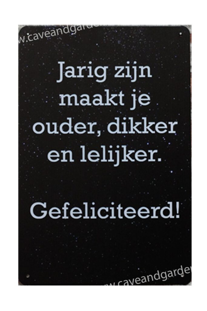 Metalen bord jarig zijn
