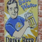 Metalen bord Save water — foto 2