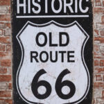 Metalen bord Historic old route 66 — foto 2