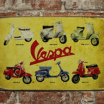 Metalen bord Vespa scooter 6 stuks — foto 2