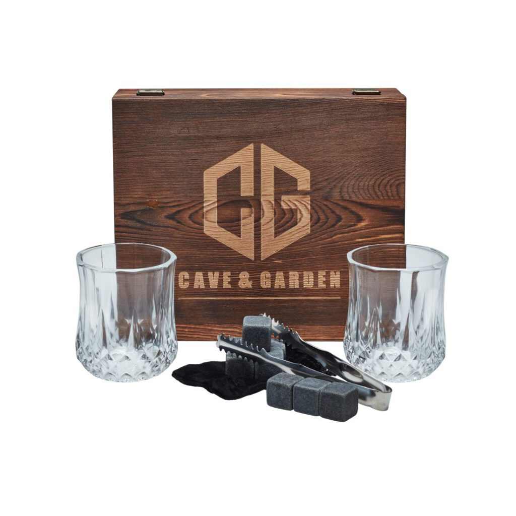 Whiskey Stenen Giftset Deluxe 8 stuks + 2 Glazen