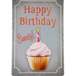 Metalen bord Happy Birthday