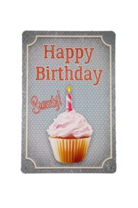 Metalen bord Happy Birthday