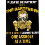 Metalen bord Please be patient