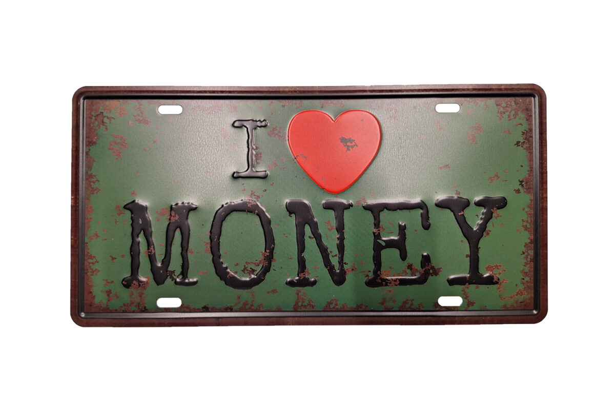 Metalen bord Money