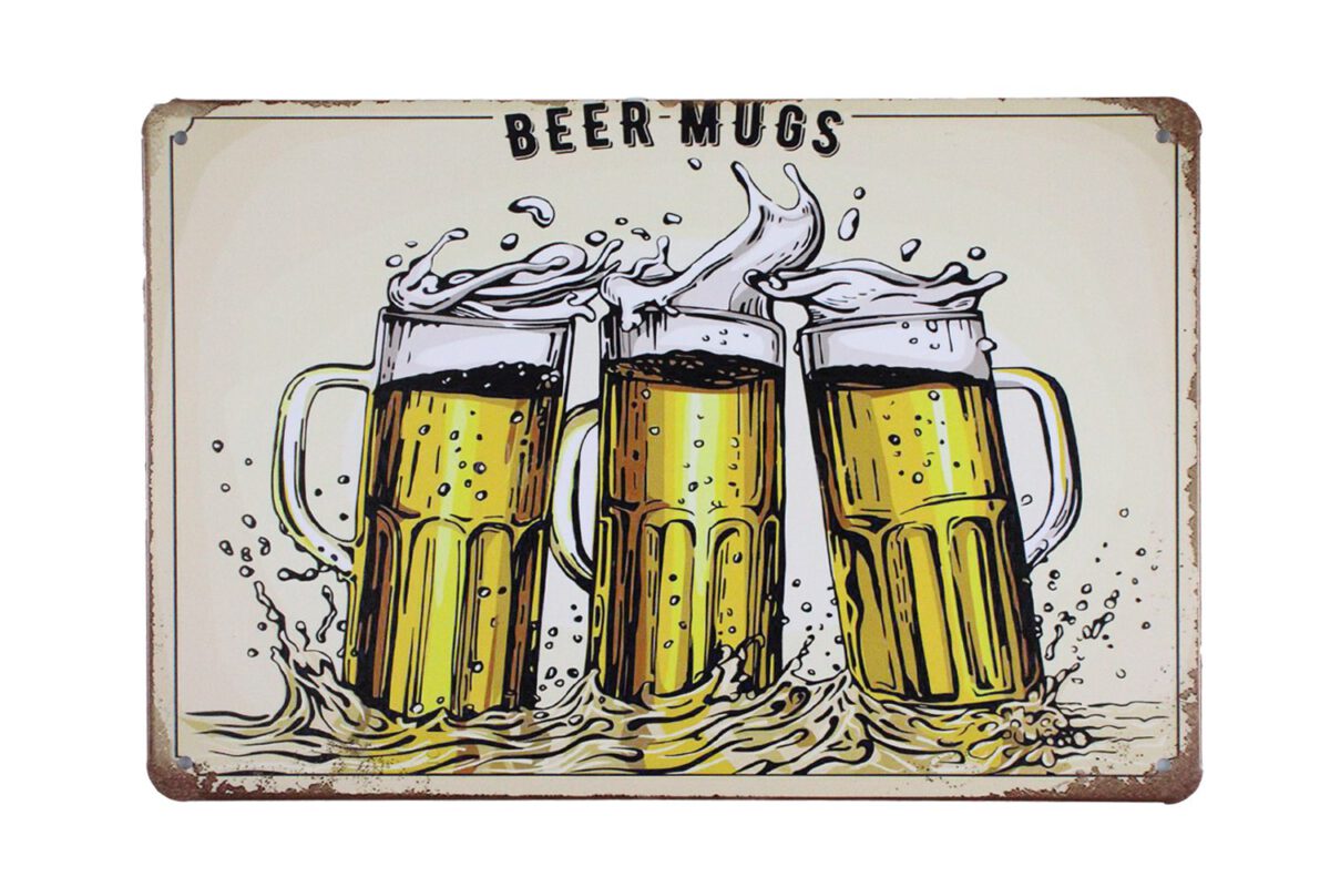Metalen bord Beer Mugs