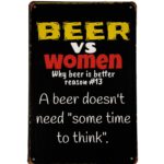 Metalen bord Beer vs women