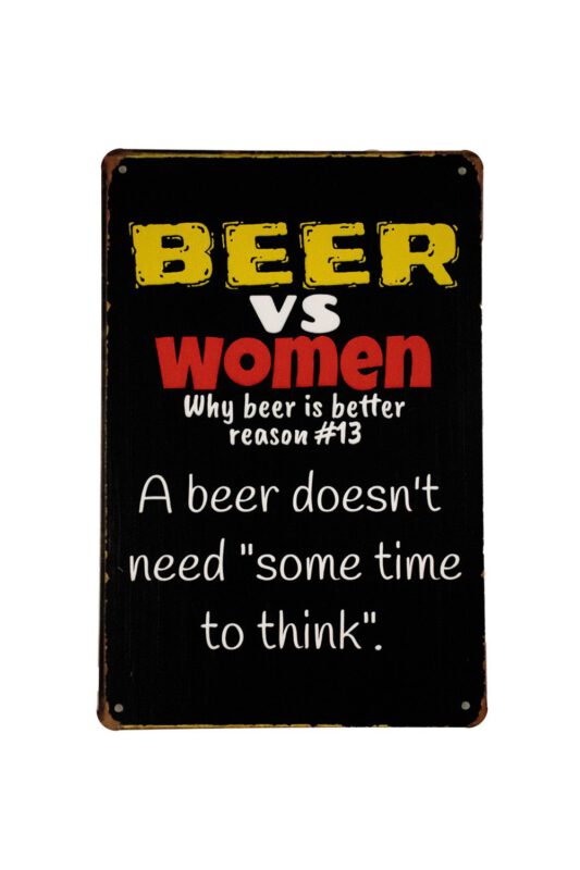 Metalen bord Beer vs women
