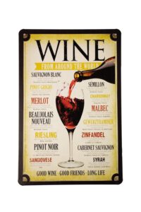 Metalen bord Wine arround the world