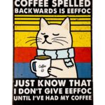 Metalen bord Coffee spelled backwards