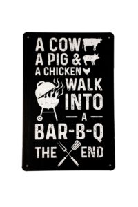 Metalen bord A cow pig and chicken