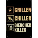 Metalen bord Grillen chillen — foto 1