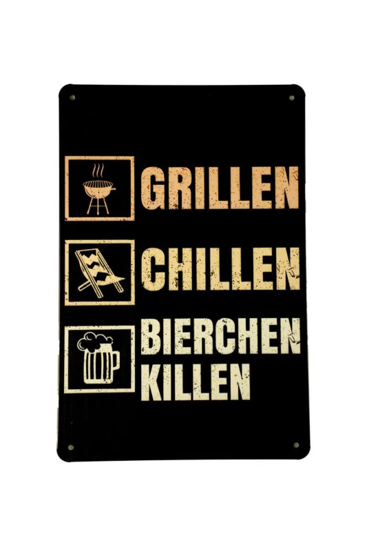 Metalen bord Grillen chillen