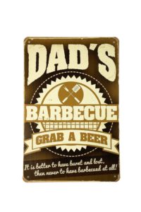 Metalen bord Dad`s BBQ grap a beer