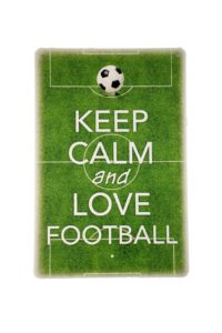 Metalen bord keep clam love football