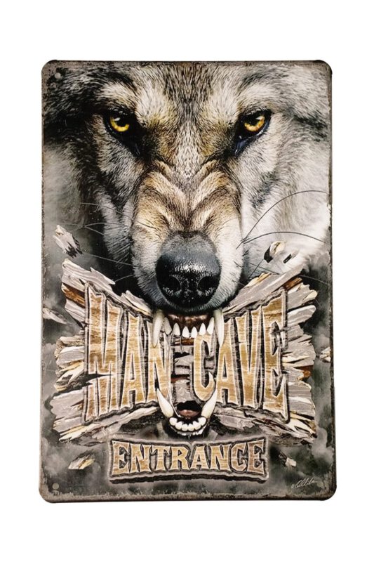Metalen bord Mancave wolf