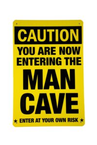 Metalen bord Caution entering mancave