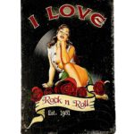 Metalen bord I love rock n roll
