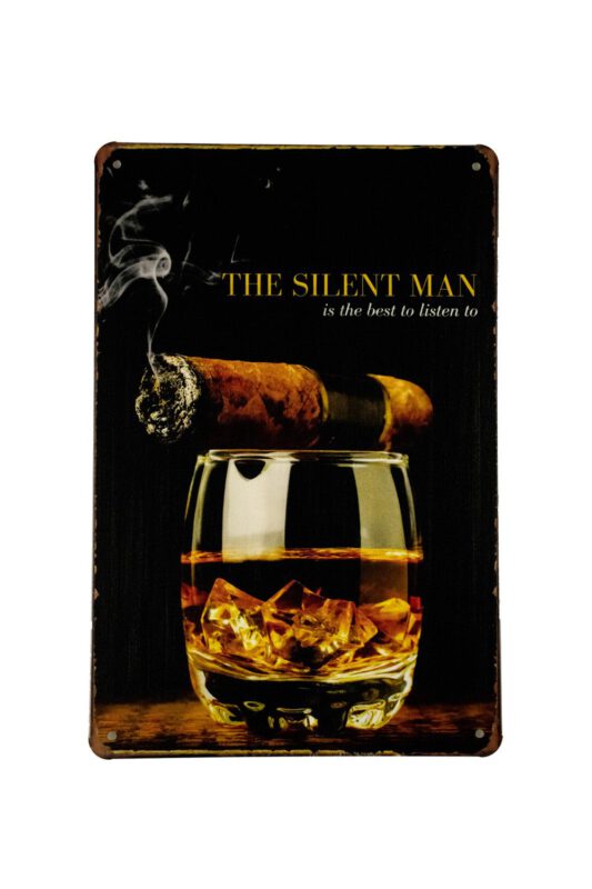 Metalen bord The silent man