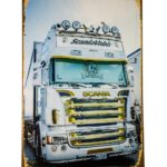 Metalen bord Scania wit