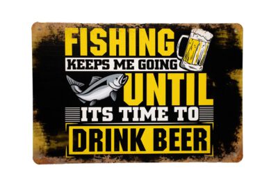 Metalen bord Fishing keeps me going