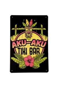 Metalen bord Aku aku tiki bar