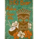 Metalen bord Tiki bar groen