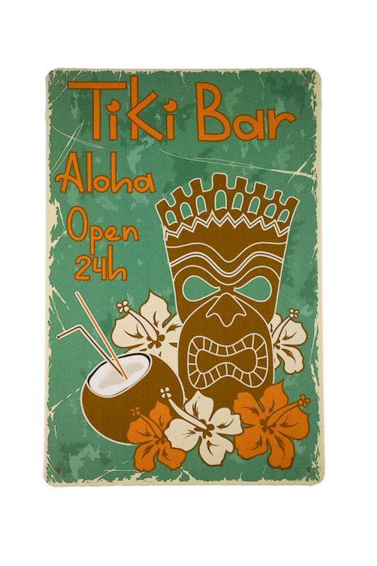 Metalen bord Tiki bar groen