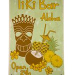 Metalen bord Tiki bar geel