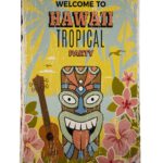 Metalen bord Tropical party