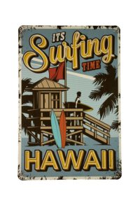 Metalen bord It`s surfing time