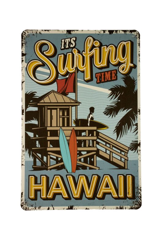Metalen bord It`s surfing time