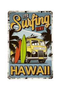 Metalen bord Surfing time hawaii