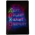 Metalen bord Eat sleep game repeat — foto 1