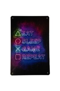 Metalen bord Eat sleep game repeat