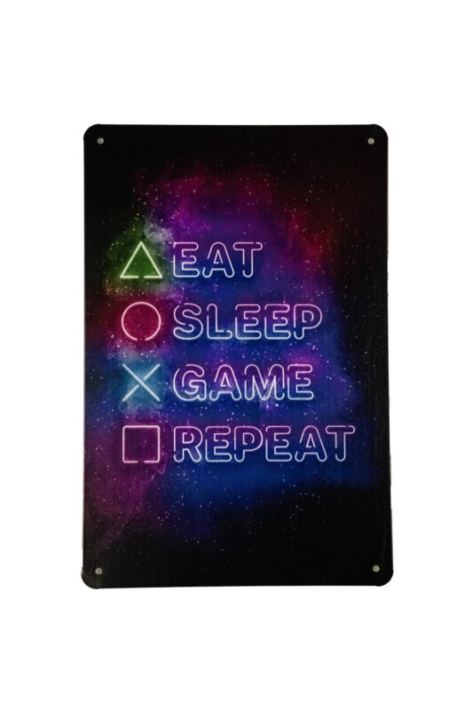 Metalen bord Eat sleep game repeat