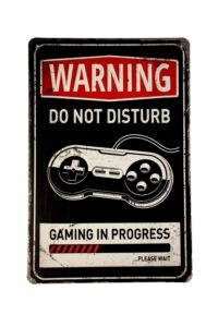 Metalen bord Warning Gaming in progress