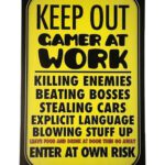 Metalen bord Keep out gamer at work