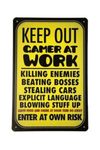 Metalen bord Keep out gamer at work