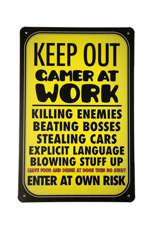 Metalen bord Keep out gamer at work