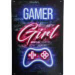 Metalen bord Gamer girl led