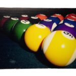 Metalen bord Poolballen op kleur