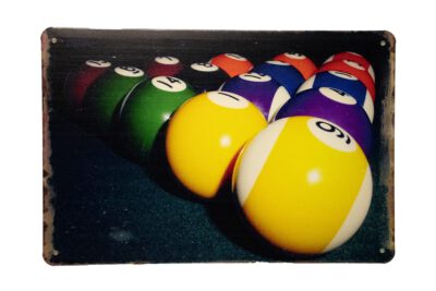 Metalen bord Poolballen op kleur